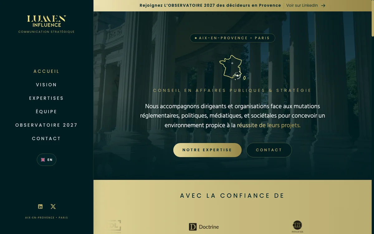 Aperçu du site Lumen Influence